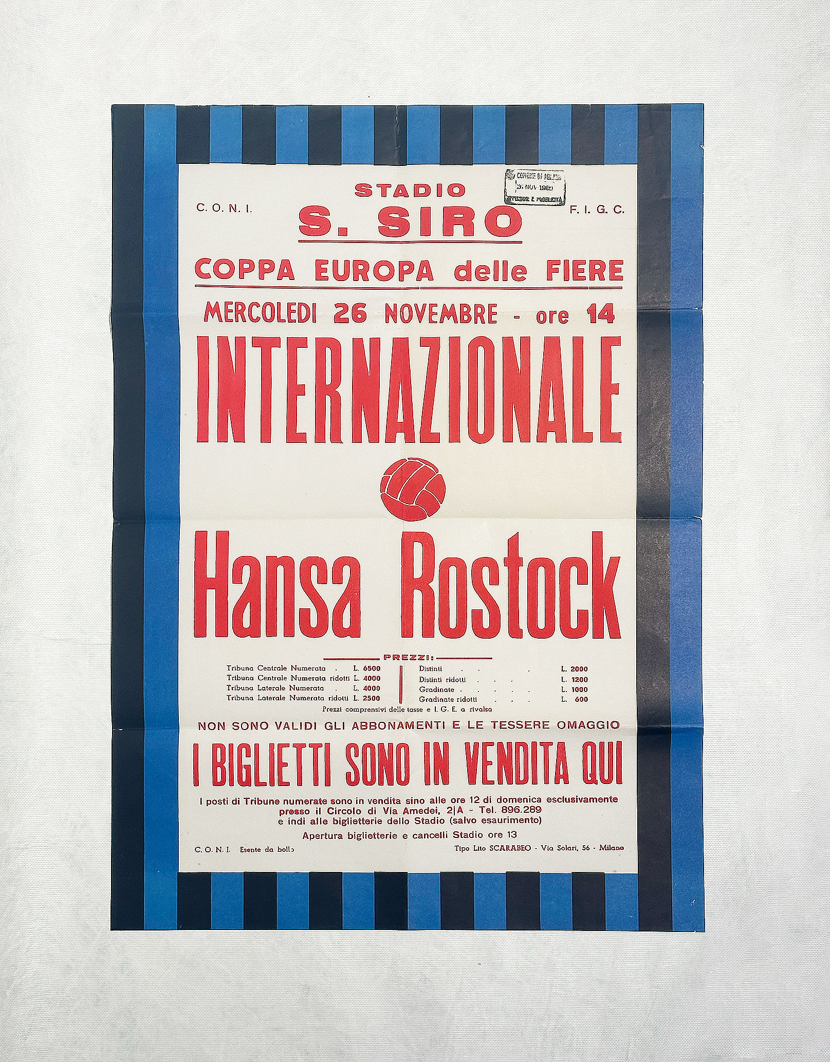 Original Spielplakat Messepokal Inter Mailand
vs. Hansa Rostock, 1969
Archiv F.C. Hansa Rostock
Foto: Kunsthalle Rostock