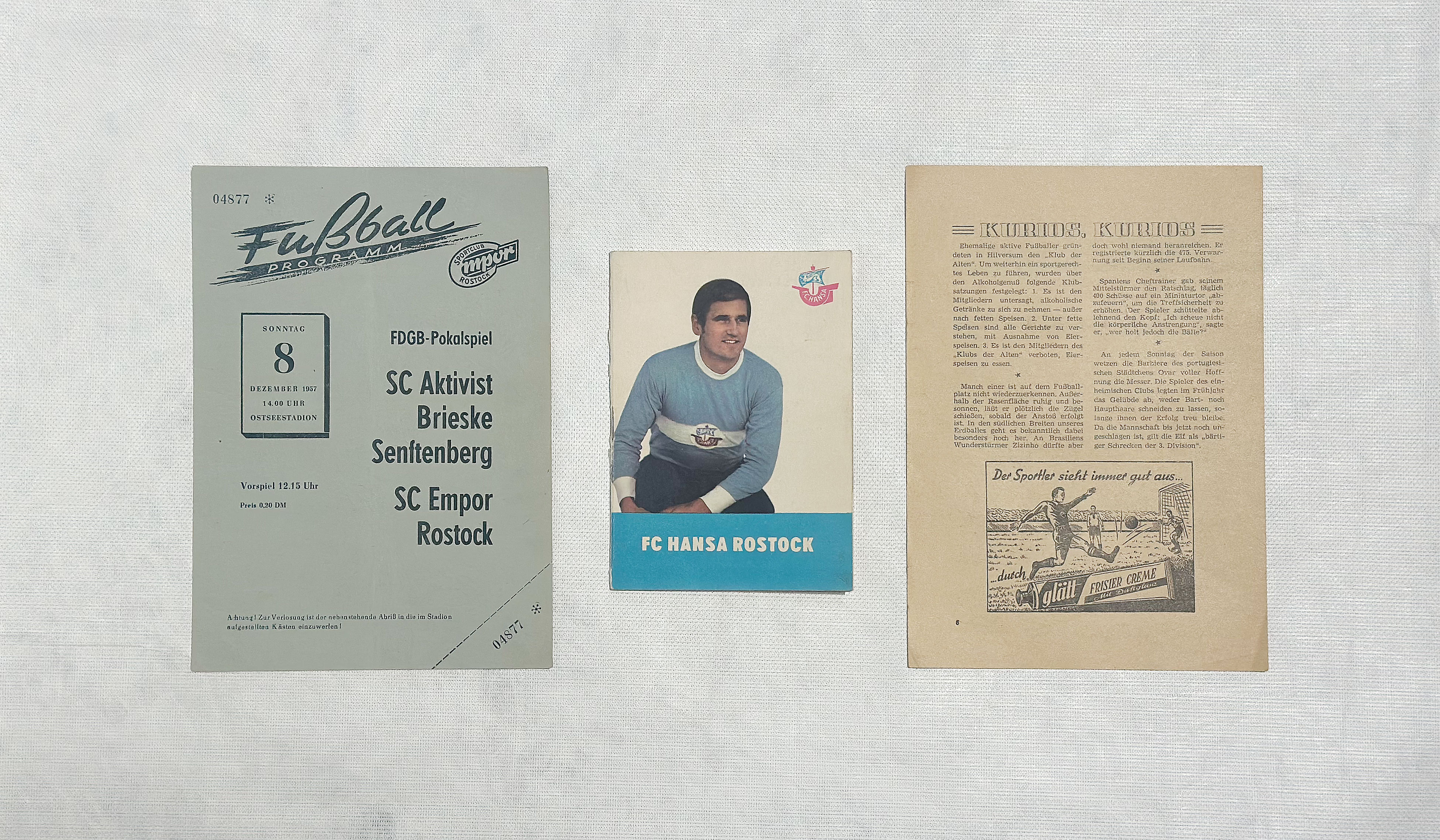 Historische Programmhefte
Archiv F.C. Hansa Rostock
Foto: Kunsthalle Rostock