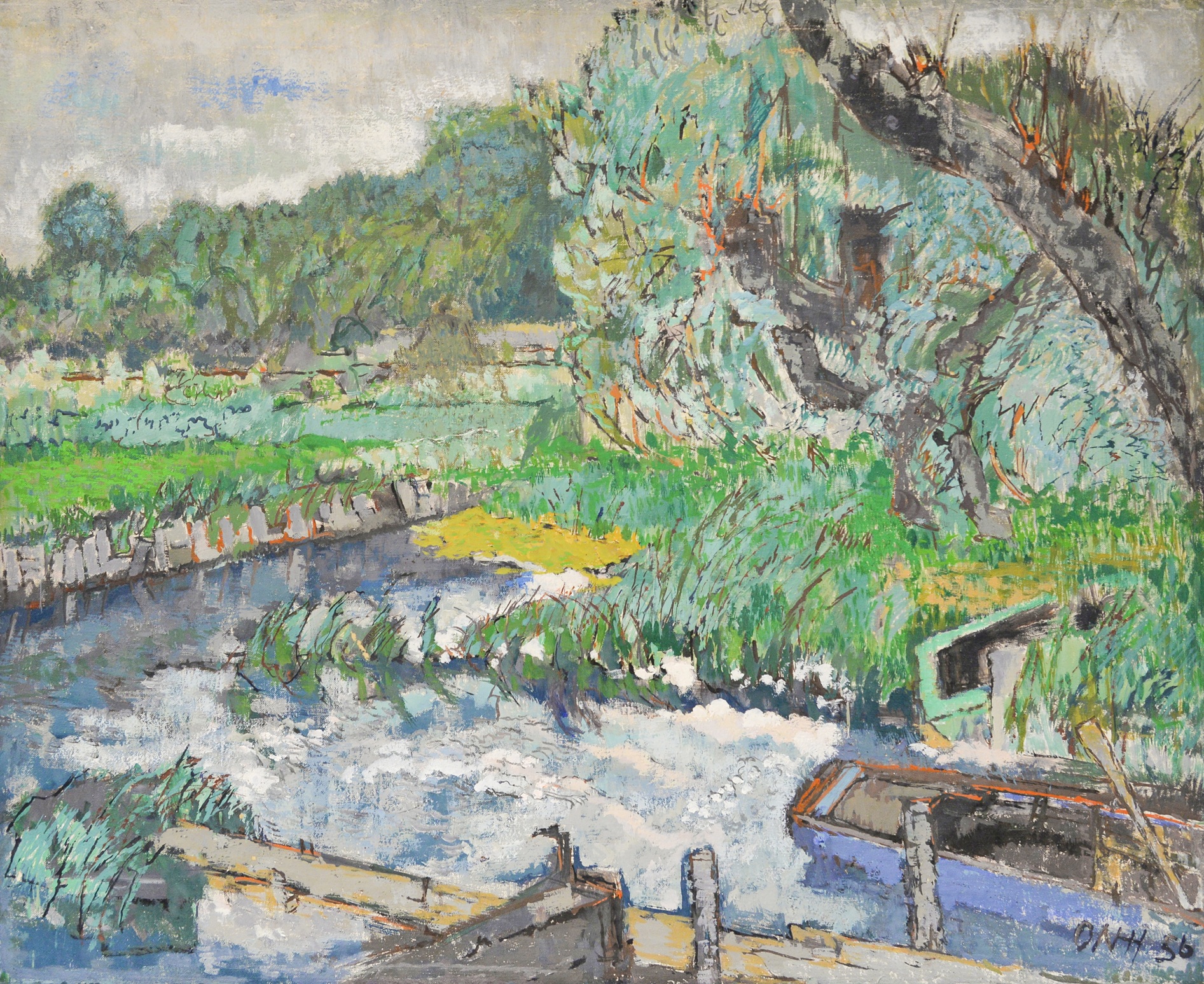 Otto Niemeyer-Holstein
(1896 in Kiel–1984 in Koserow/Usedom)
Boddenufer, 1956 Öl auf Leinwand 70 × 88 cm
Sammlung Kunsthalle Rostock
Erworben aus dem Nachlass des Künstlers, 1984

Foto: Kunsthalle Rostock
© VG Bild-Kunst, Bonn 2025