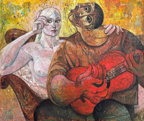 Susanne Kandt-Horn, 
Liebeslied, 1968
Öl auf Hartfaser
70 × 83 cm
Privatbesitz

Bildnachweis: © Susanne Kandt-Horn, VG Bild-Kunst, Bonn 2026
Foto Kunsthalle Rostock