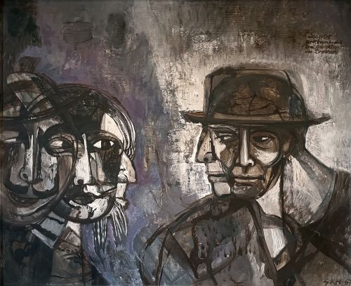 Susanne Kandt-Horn, 
Lanzelot erkennt die drei Gesichter des Drachen, 1967
Öl auf Hartfaser
50 × 60 cm
Privatbesitz

Bildnachweis: © Susanne Kandt-Horn, VG Bild-Kunst, Bonn 2026
Foto: Thomas Häntzschel, nordlicht