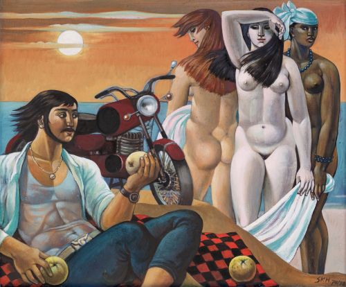 Susanne Kandt-Horn, 
Parisurteil (Der gerechte Paris III), 1974/78
Öl auf Hartfaser
50 × 60 cm
Privatbesitz

Bildnachweis: © Susanne Kandt-Horn, VG Bild-Kunst, Bonn 2026
Foto: privat